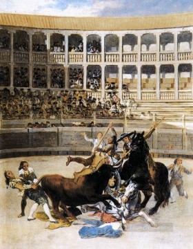  bull - Picador pris par le taureau Romantique moderne Francisco Goya